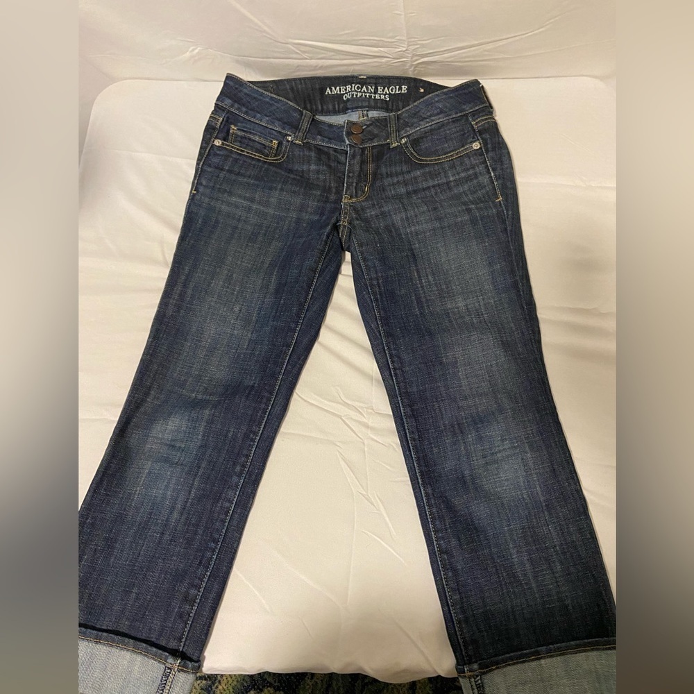 American eagle artist crop stretch dark women’s denim jeans size 2